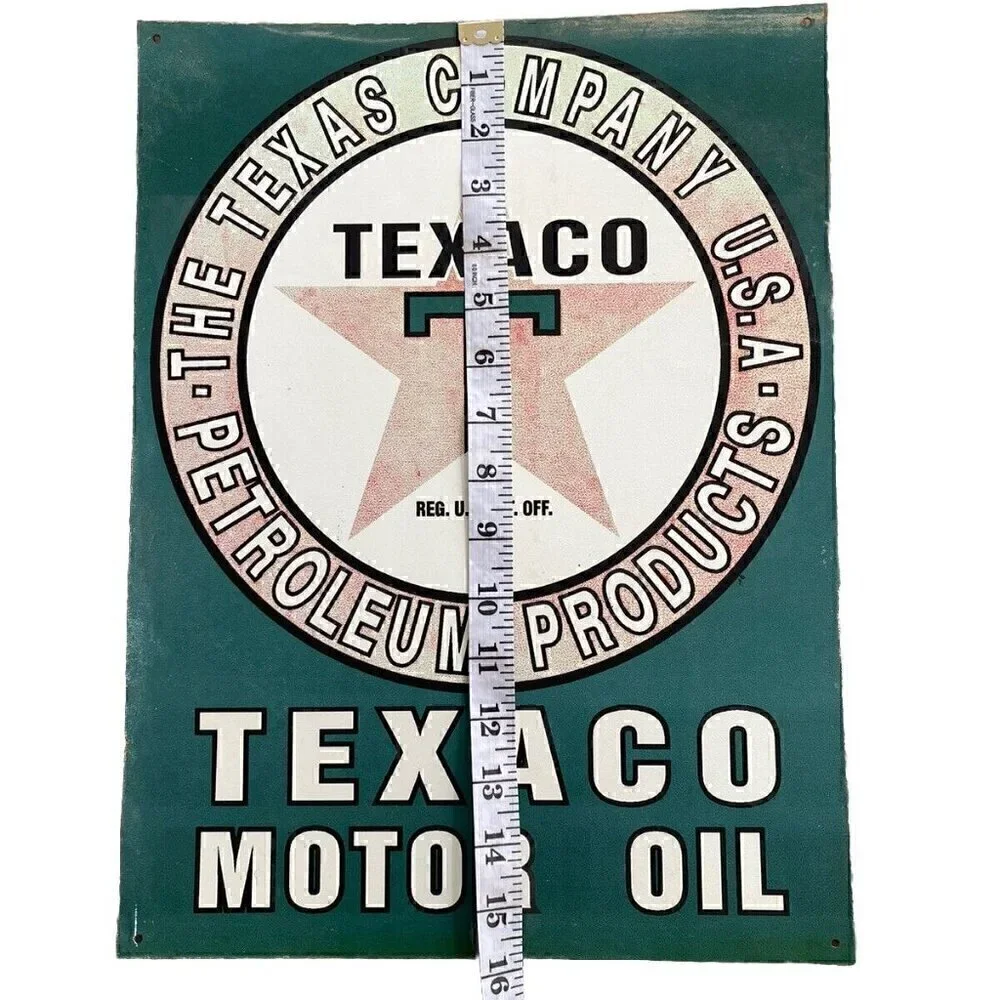 Vintage Texaco Motor Oil Sign Texas Gasoline Petroleum LARGE Gas Sign 12x16 USA